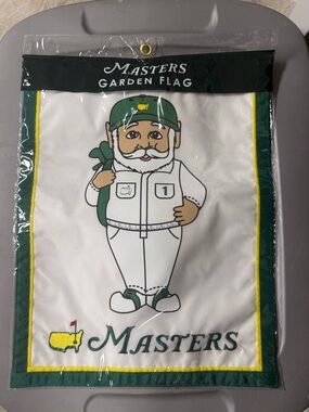 2026 Masters White, Green & Yellow Garden Flag with Caddy Illustration